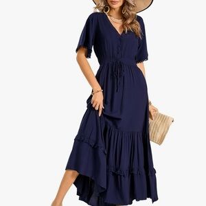 Boho Navy Blue Maxi Dress